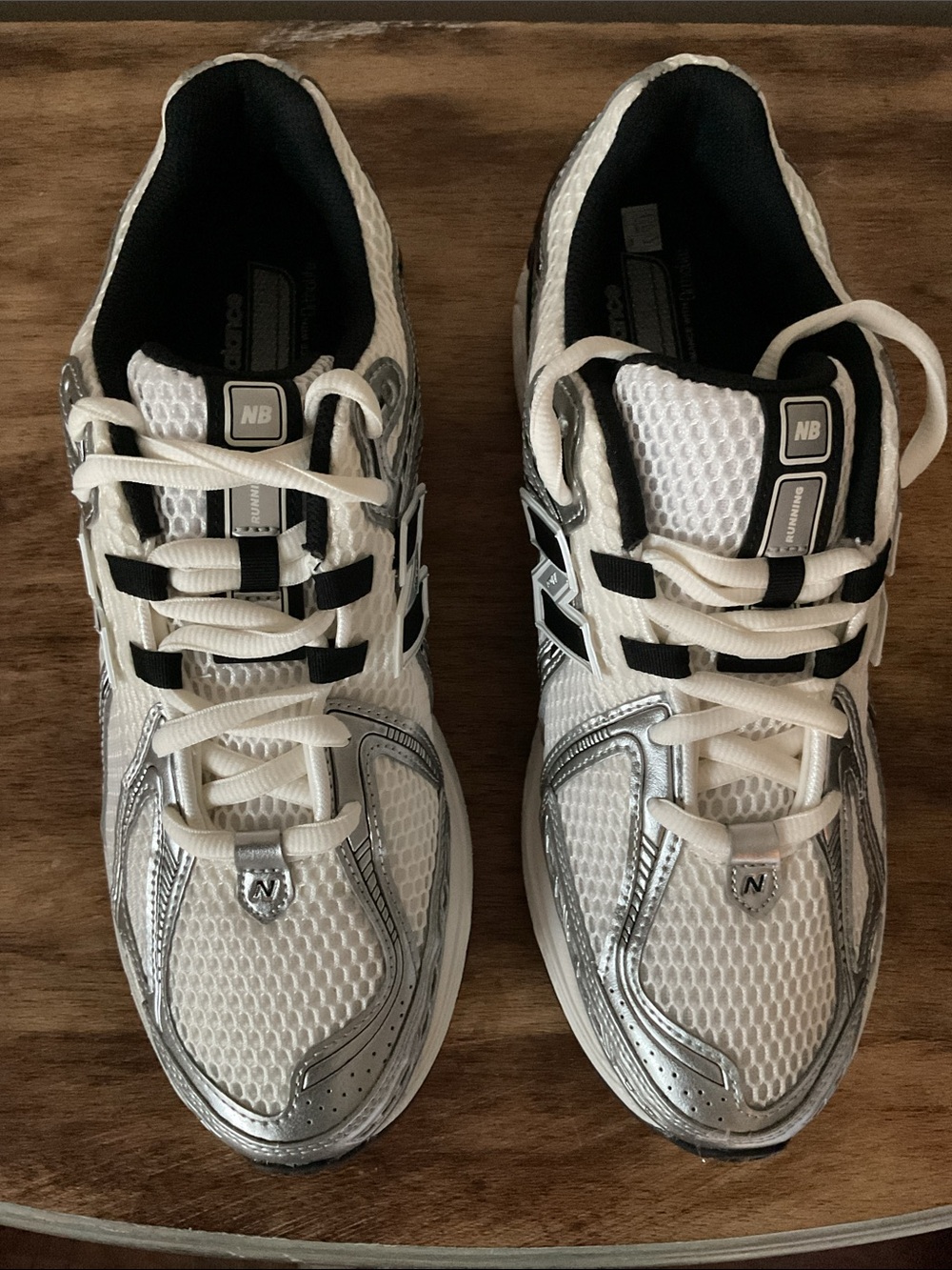 New Balance Men's White Silver Athletic Shoes